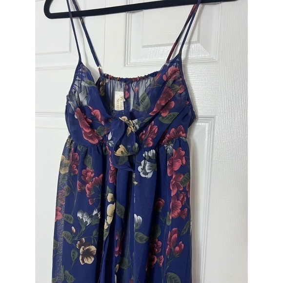 Victoria's Secret Gold Label Navy Blue Floral Long Sheer Nightgown Slip Medium - Picture 5 of 6